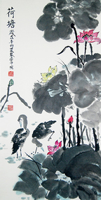张彦中作品7 国画《荷塘》